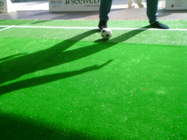 Robot soccer image with dark field area