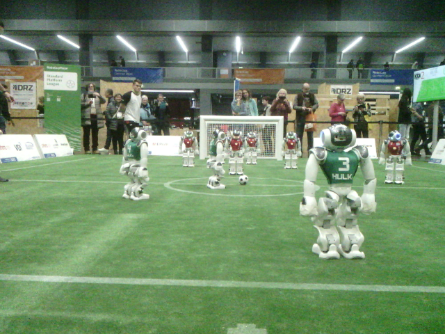 Robot soccer image with ball on the field